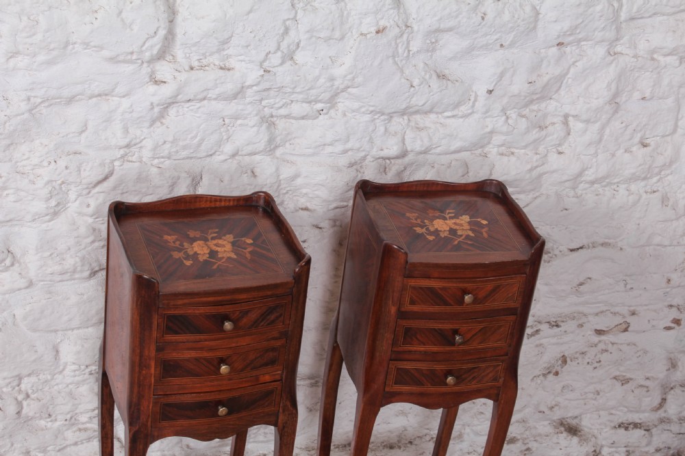 Fabulous French Fruitwood Marquetry Bedsides View IV
