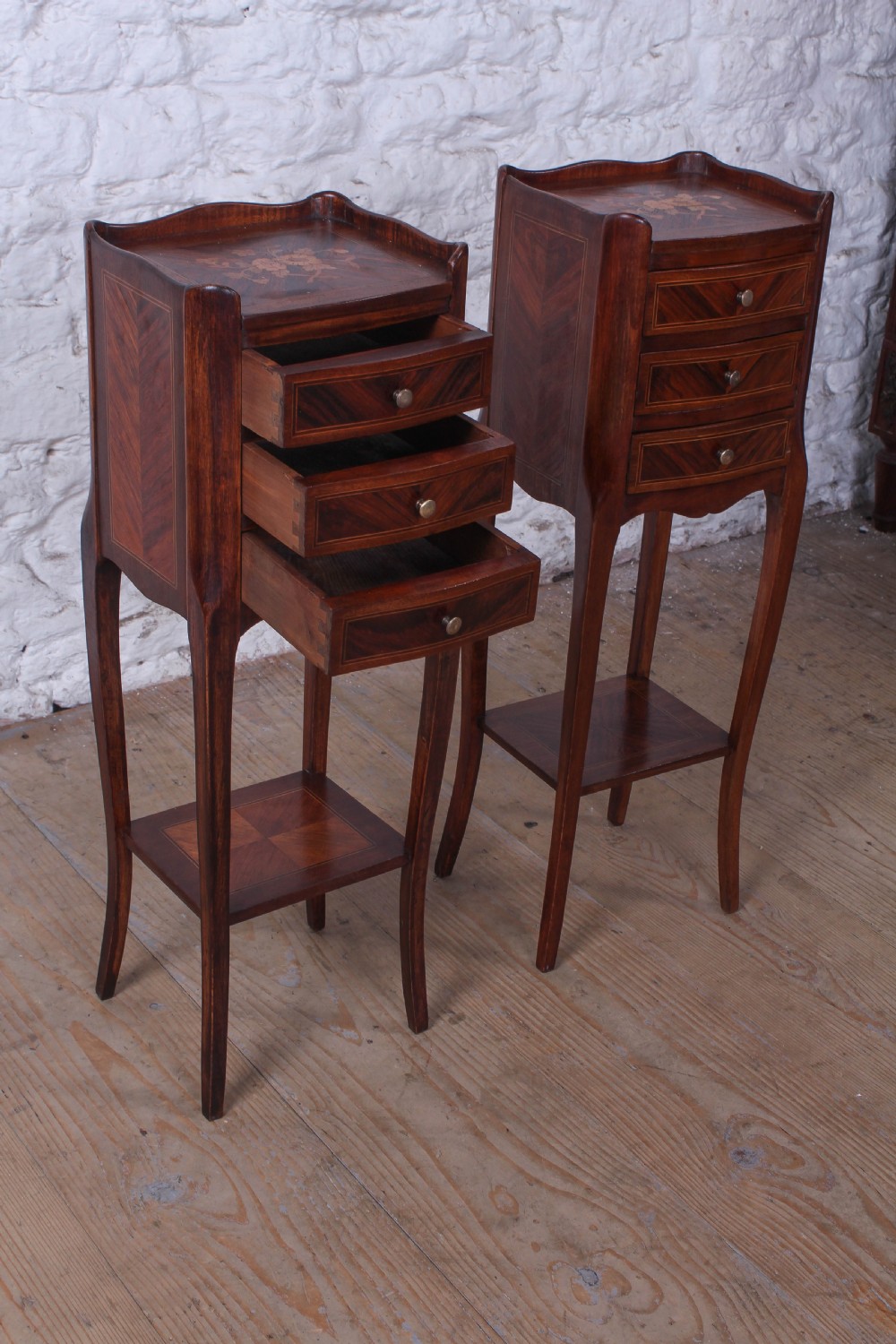 Fabulous French Fruitwood Marquetry Bedsides View VI