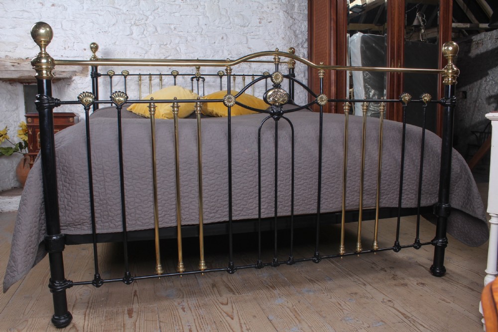 Fine classic Victorian super king size black and brass bed  View II