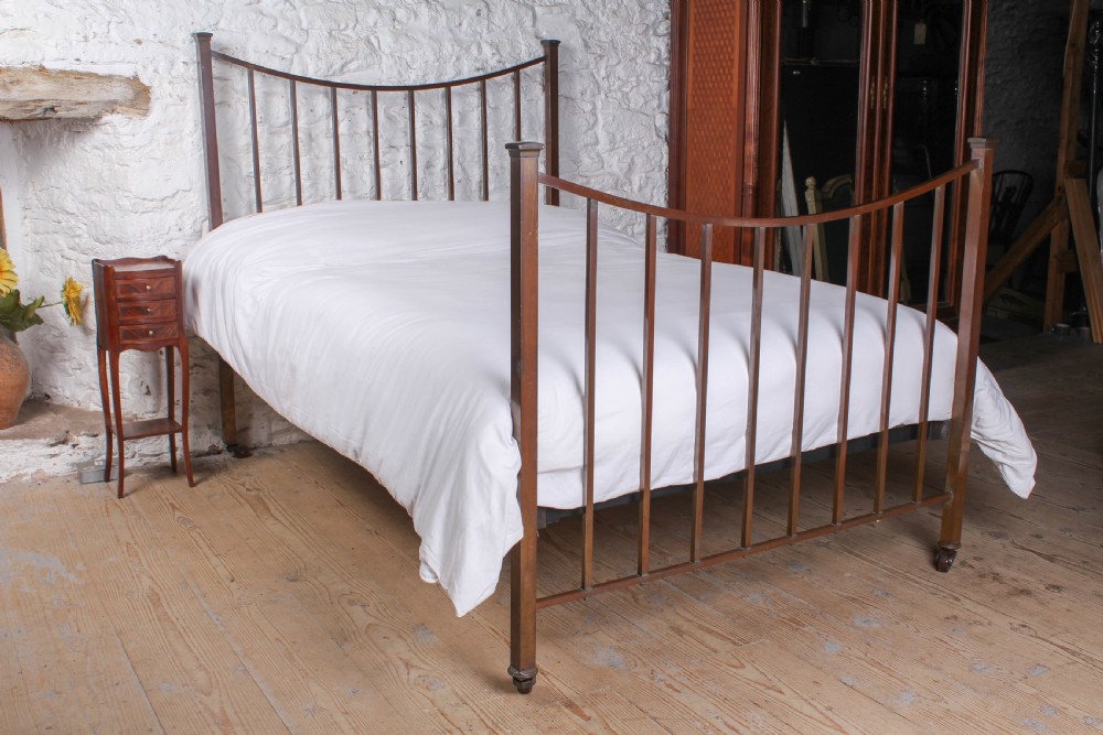 Gorgeous Patina All Brass Dip Rail Double Bed
