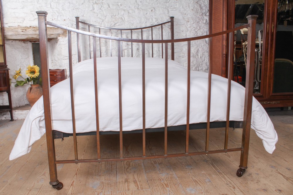 Gorgeous Patina All Brass Dip Rail Double Bed View II
