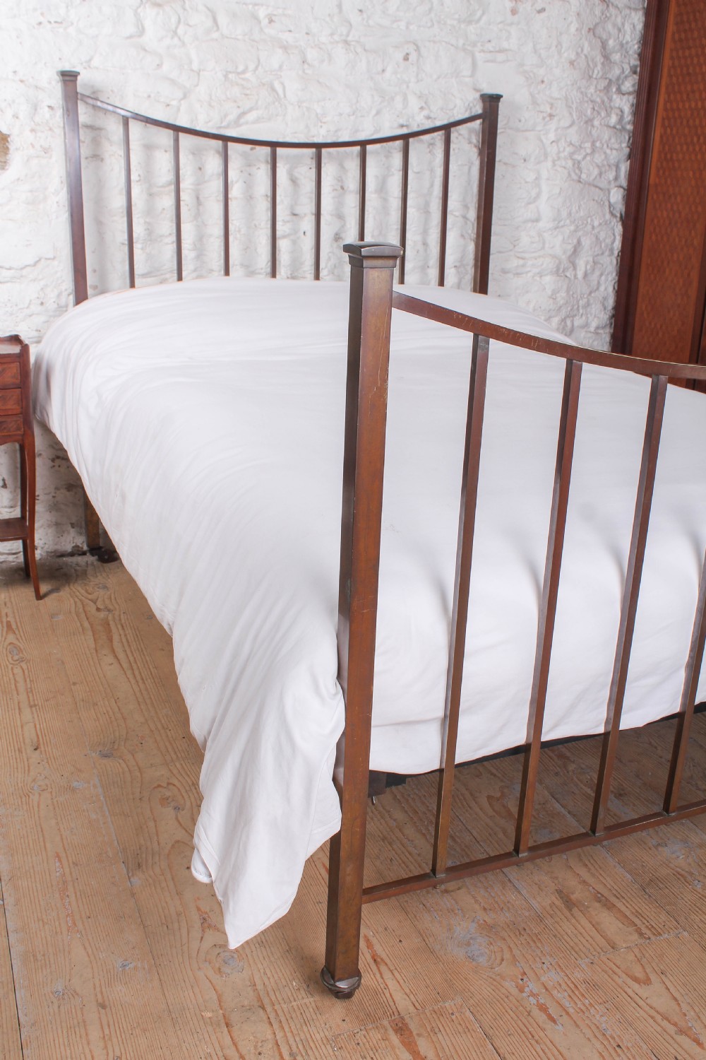 Gorgeous Patina All Brass Dip Rail Double Bed View III