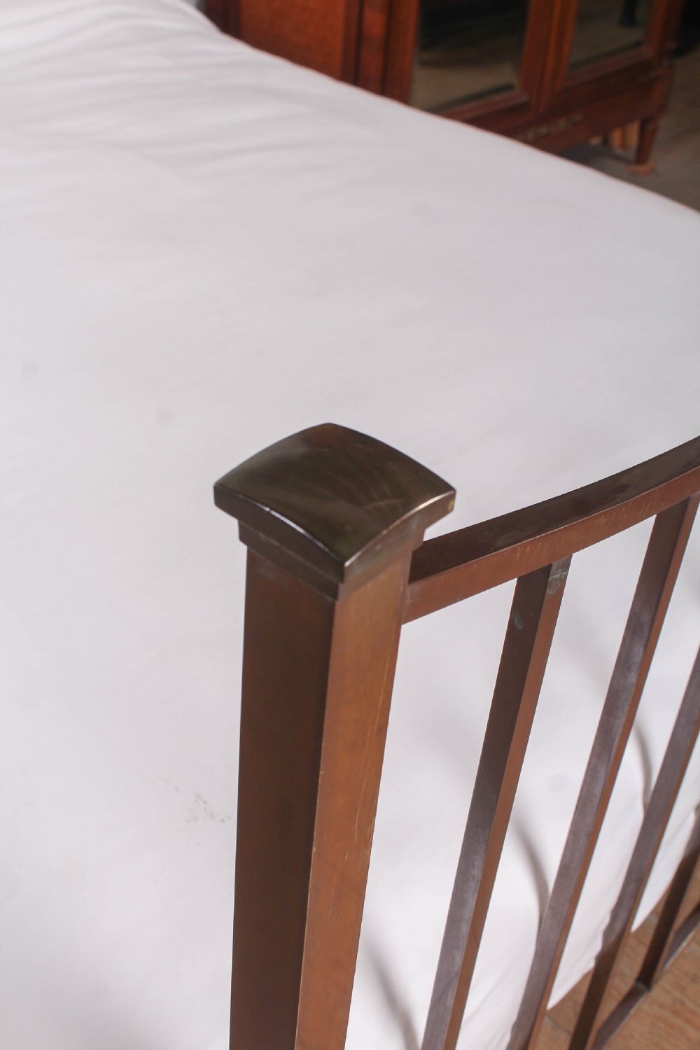 Gorgeous Patina All Brass Dip Rail Double Bed View IV