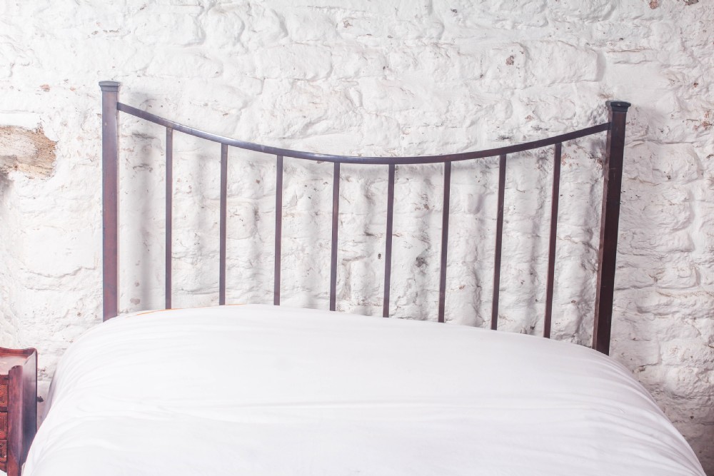 Gorgeous Patina All Brass Dip Rail Double Bed View VI