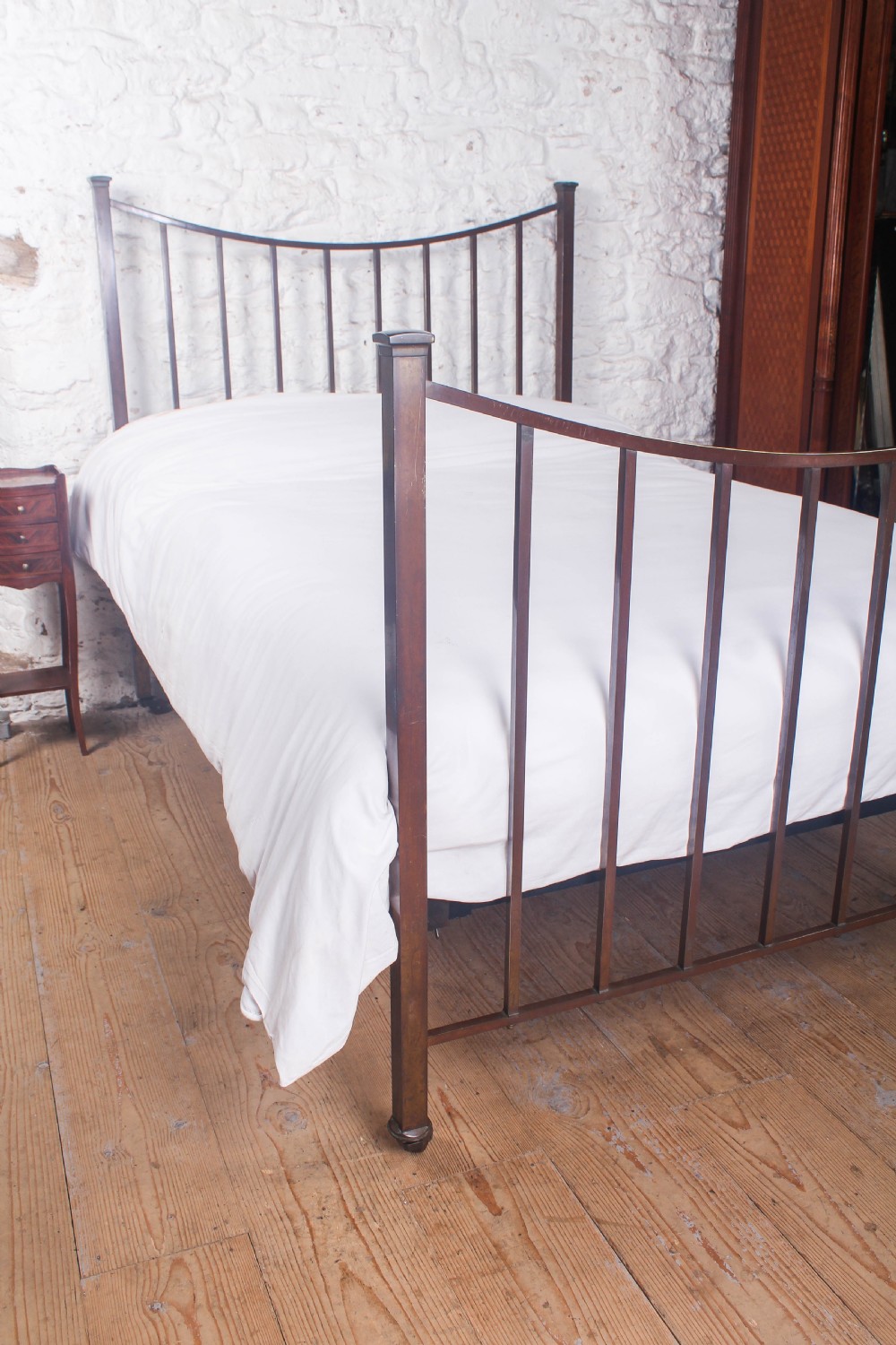 Gorgeous Patina All Brass Dip Rail Double Bed View VIII