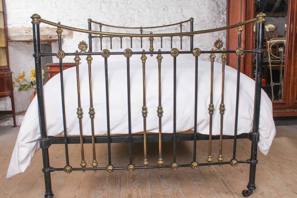 Tastefully Ornate Edwardian Dip Rail Brass and Iron Double Bed View II