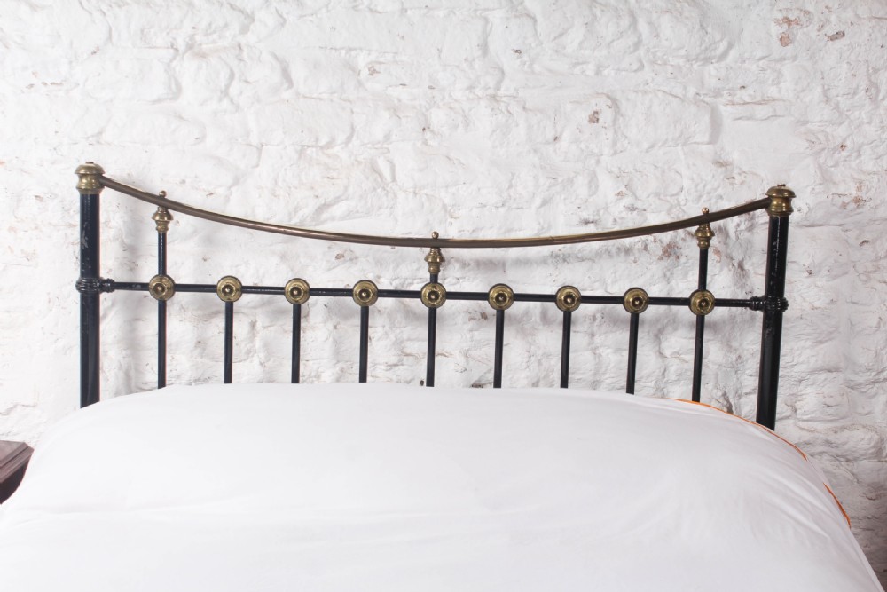 Tastefully Ornate Edwardian Dip Rail Brass and Iron Double Bed View III