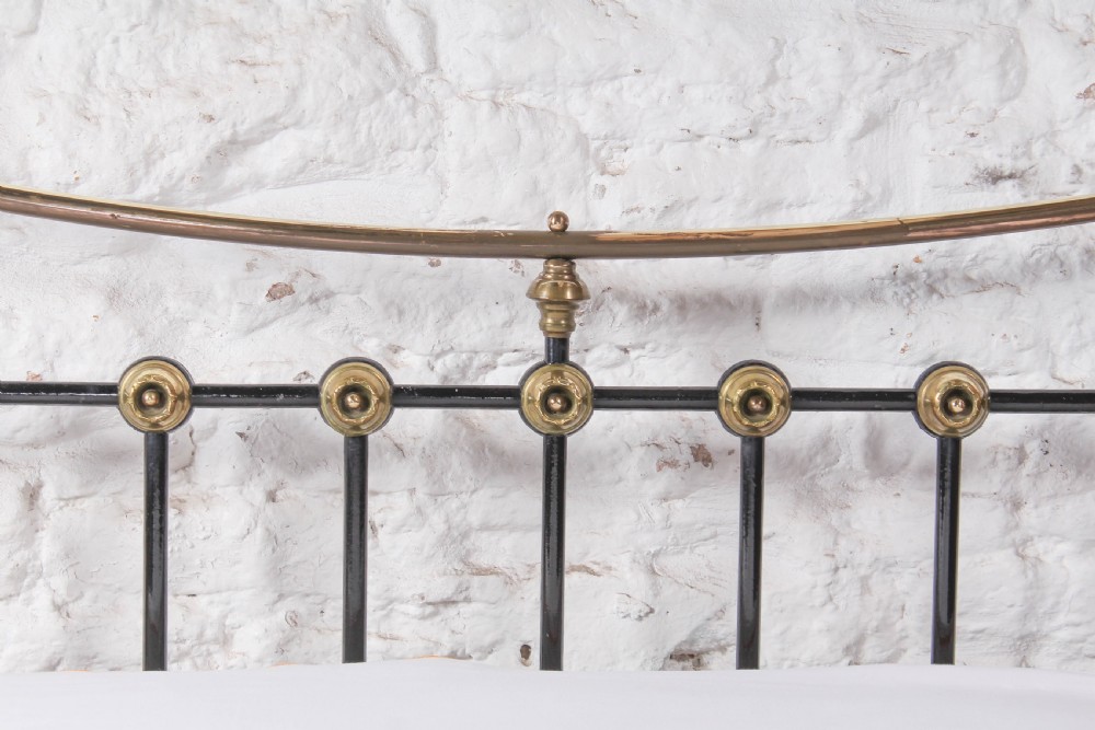 Tastefully Ornate Edwardian Dip Rail Brass and Iron Double Bed View V