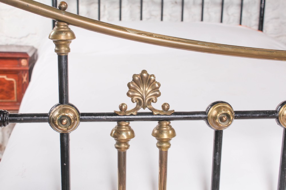 Tastefully Ornate Edwardian Dip Rail Brass and Iron Double Bed View VI