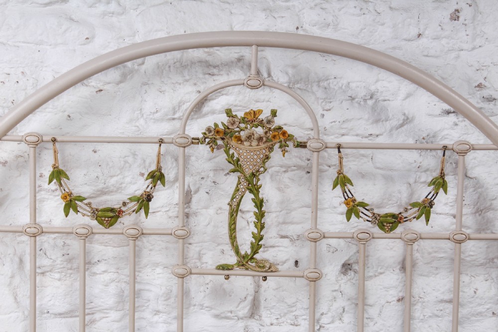 Attractive French Iron Double No End Bed with Floral Detail View II