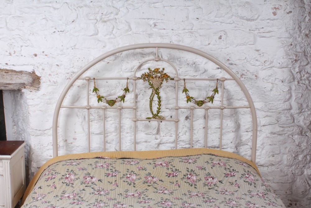 Attractive French Iron Double No End Bed with Floral Detail View III
