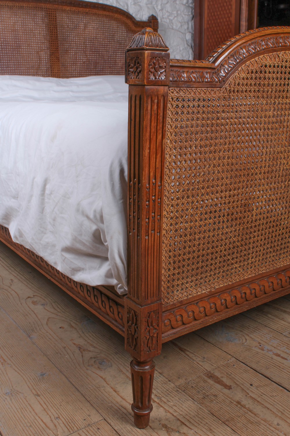 Handsome simple Louis  XV1 style caned king size bed View IV