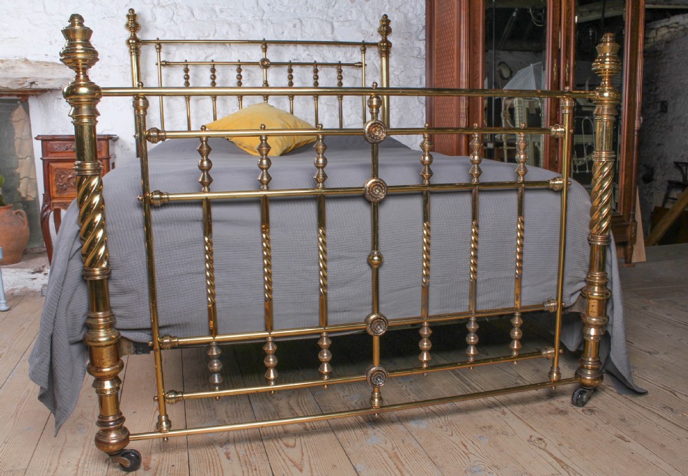 Incredible Quality All Original Brass King Size Bed:  View VI