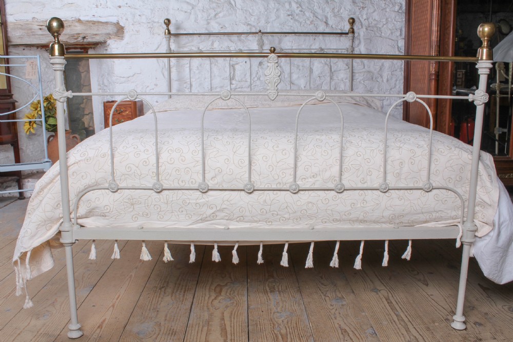 Unusual and individual Victorian double brass and iron bed  View II