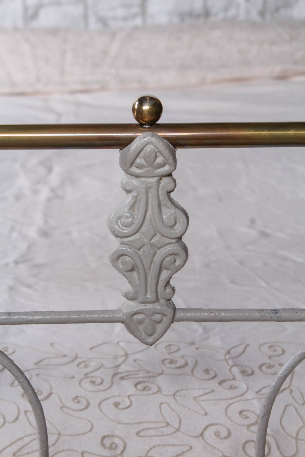 Unusual and individual Victorian double brass and iron bed  View III