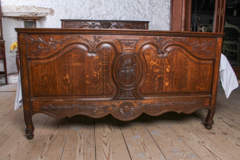 Floral and Foliate Carved Oak Provençale Style King Size Bed View II