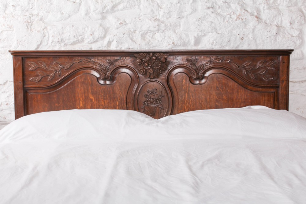 Floral and Foliate Carved Oak Provençale Style King Size Bed View IV