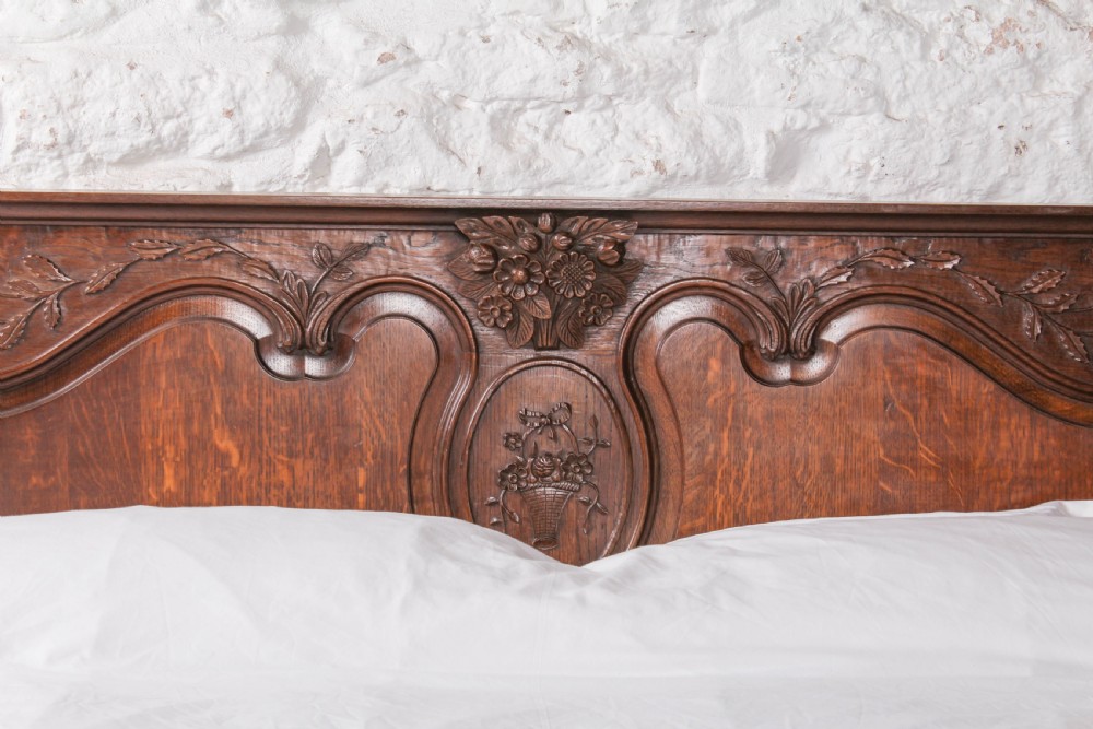 Floral and Foliate Carved Oak Provençale Style King Size Bed View V