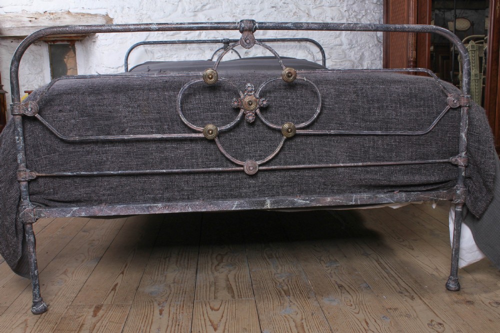 Stunning Iron and Brass King Size Irish Bed in Specialist Paint Finish View III