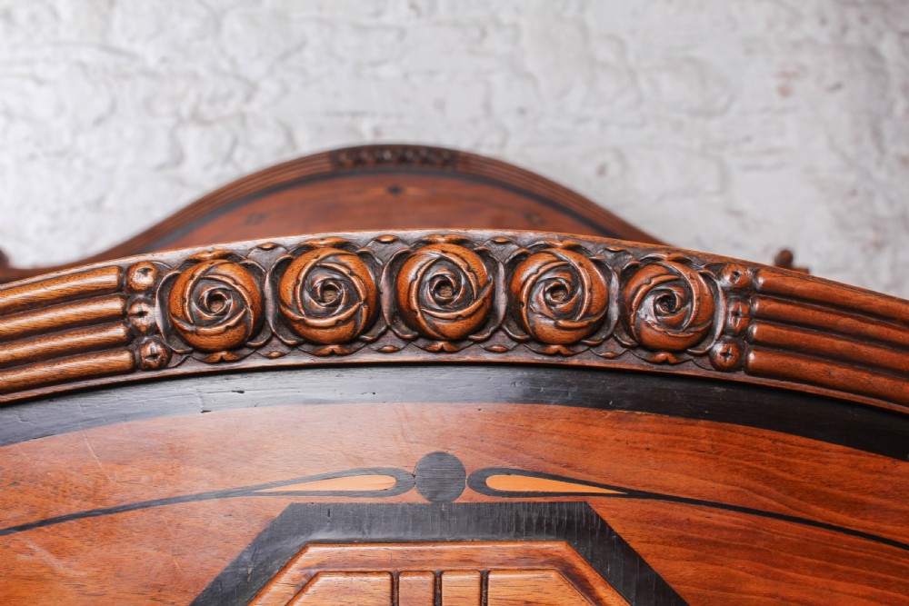Charming Fruitwood Inlay Arts and Crafts King Size Bed View VIII
