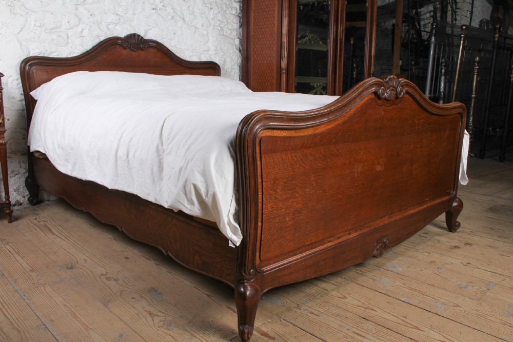 All Original Solid Oak Louis XV Style King Size Bed View IV