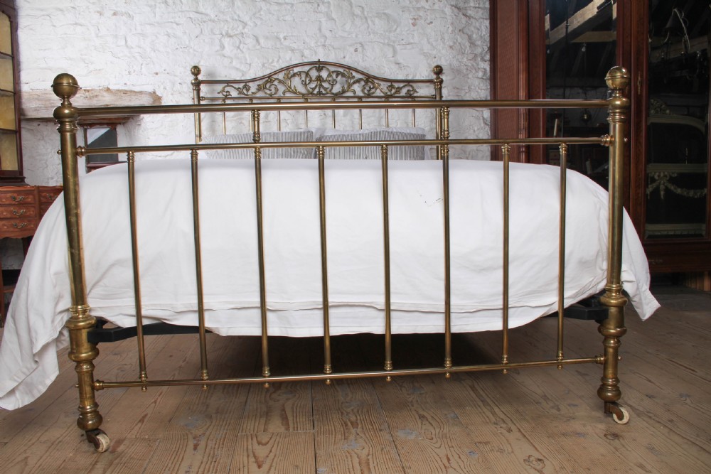 Stunning All Brass King Size Bed with Hand-Chased Foliate Detail View II