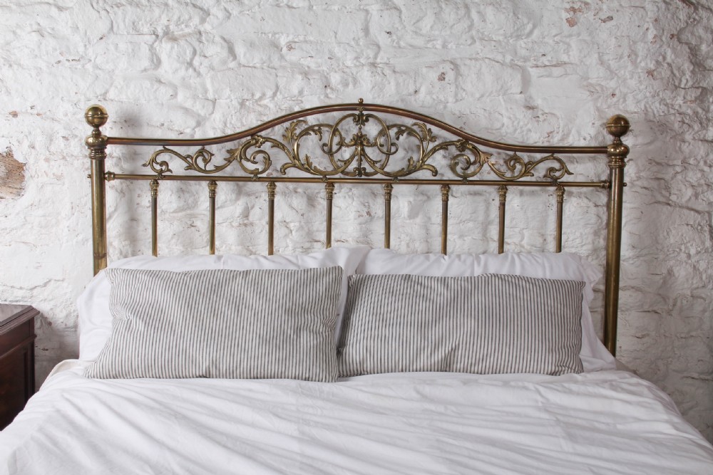 Stunning All Brass King Size Bed with Hand-Chased Foliate Detail View III