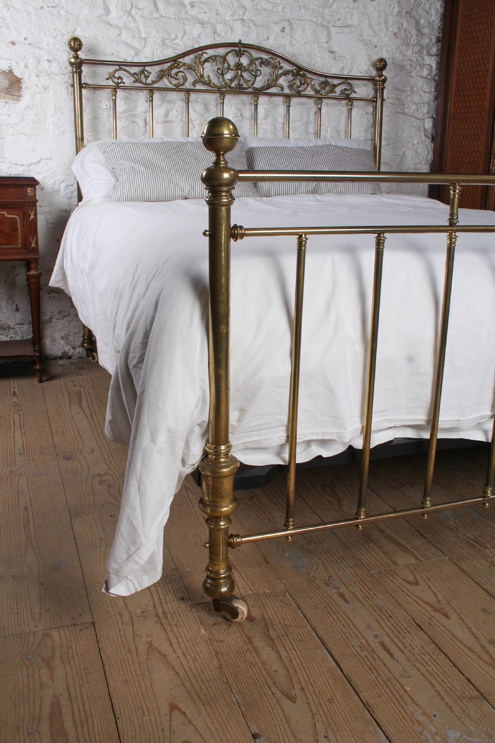 Stunning All Brass King Size Bed with Hand-Chased Foliate Detail View VI