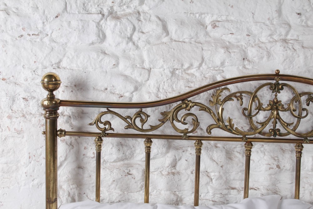 Stunning All Brass King Size Bed with Hand-Chased Foliate Detail View VII