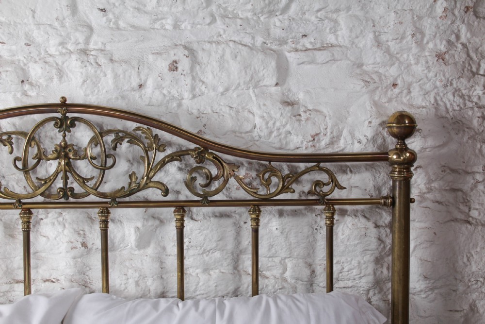 Stunning All Brass King Size Bed with Hand-Chased Foliate Detail View VIII