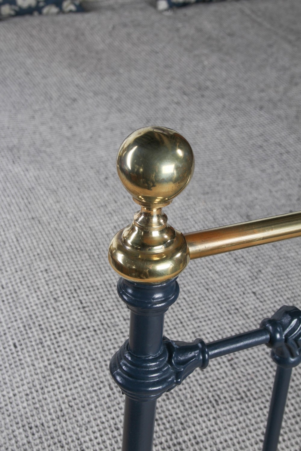 Tasteful Victorian Iron and Brass Double Bed with Nice Upstand View VIII