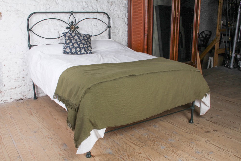 Very Nice Irish Double No End Bed with Brass Disk