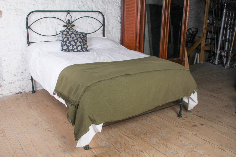 Very Nice Irish Double No End Bed with Brass Disk View II