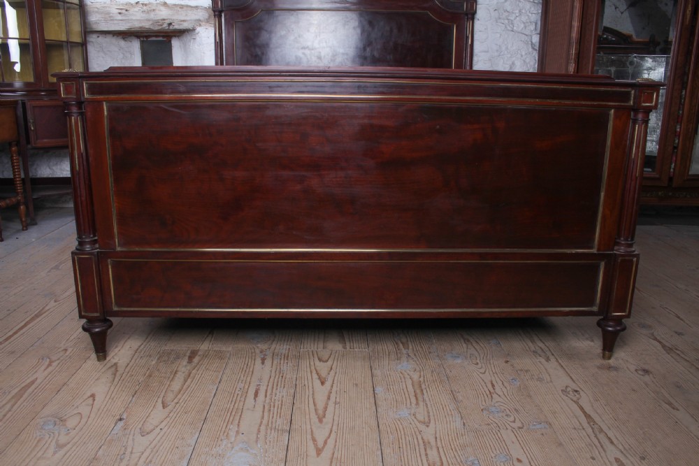 Handsome King Size Mahogany Bed with Brass Inlay View IV