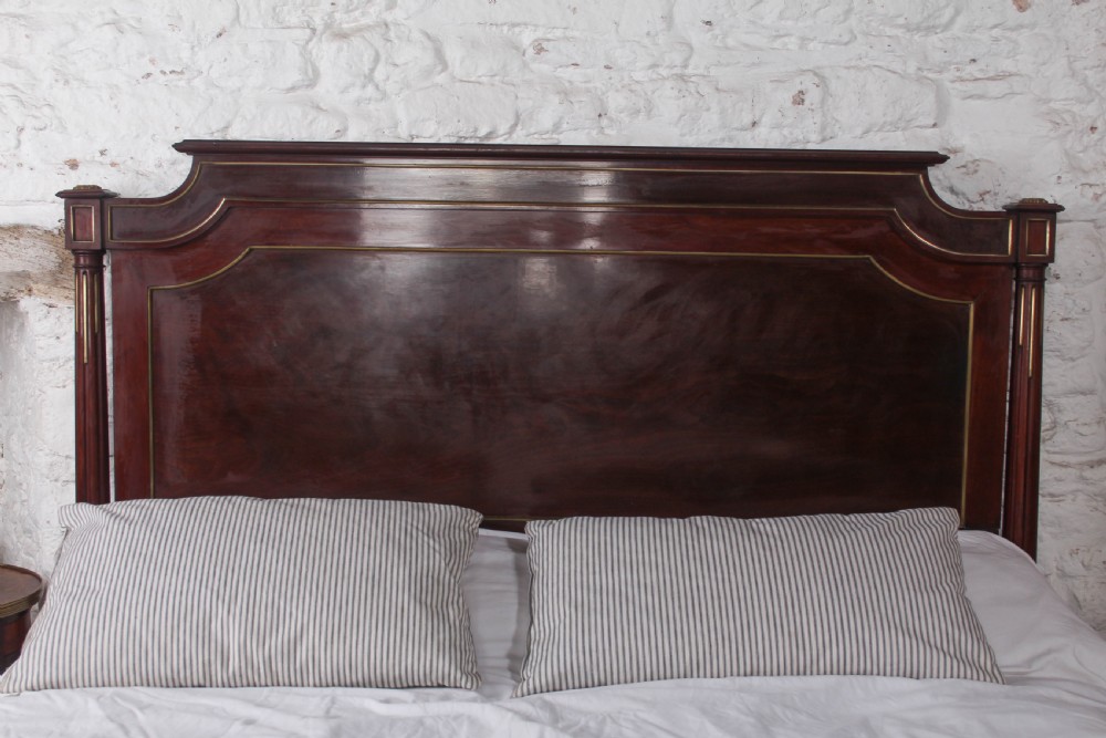 Handsome King Size Mahogany Bed with Brass Inlay View VIII