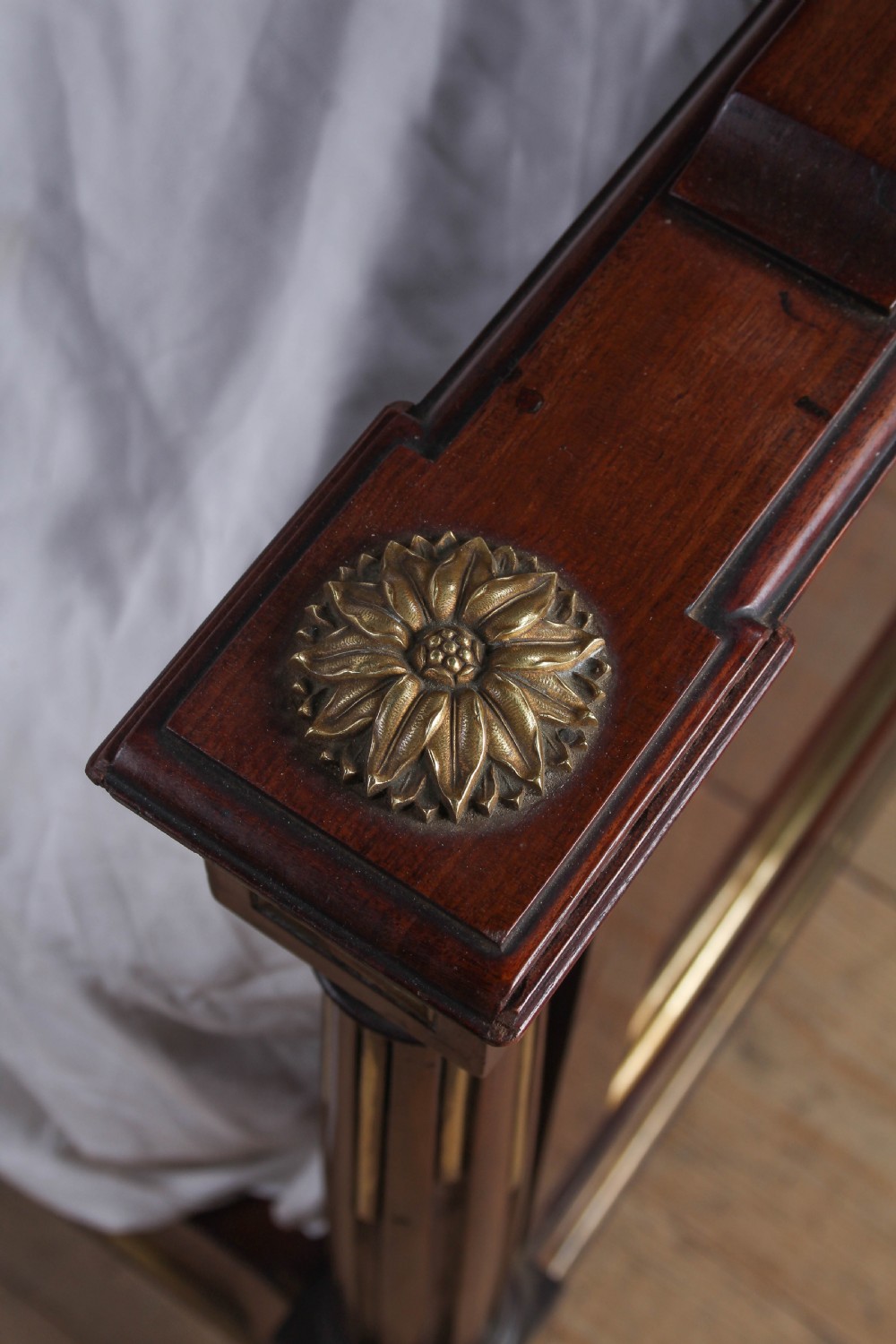Handsome King Size Mahogany Bed with Brass Inlay View IX
