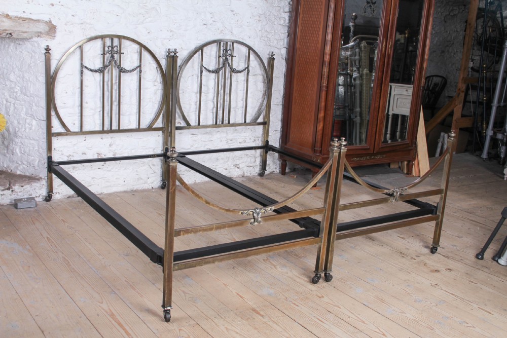 Spectacular Pair of Delightfully Shaped All Brass Single Beds (Can be Joined).  View III