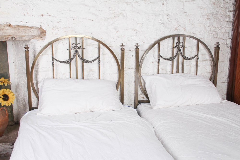Spectacular Pair of Delightfully Shaped All Brass Single Beds (Can be Joined).  View IX