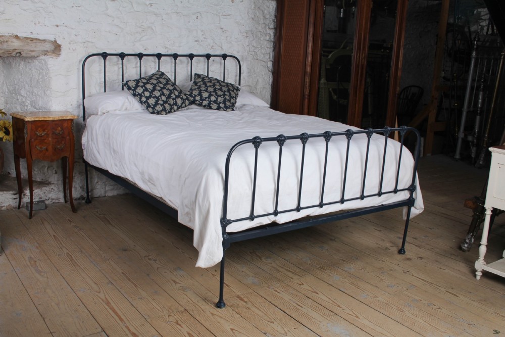 Rare and individual simple all iron king size bed with very unique decorative detail