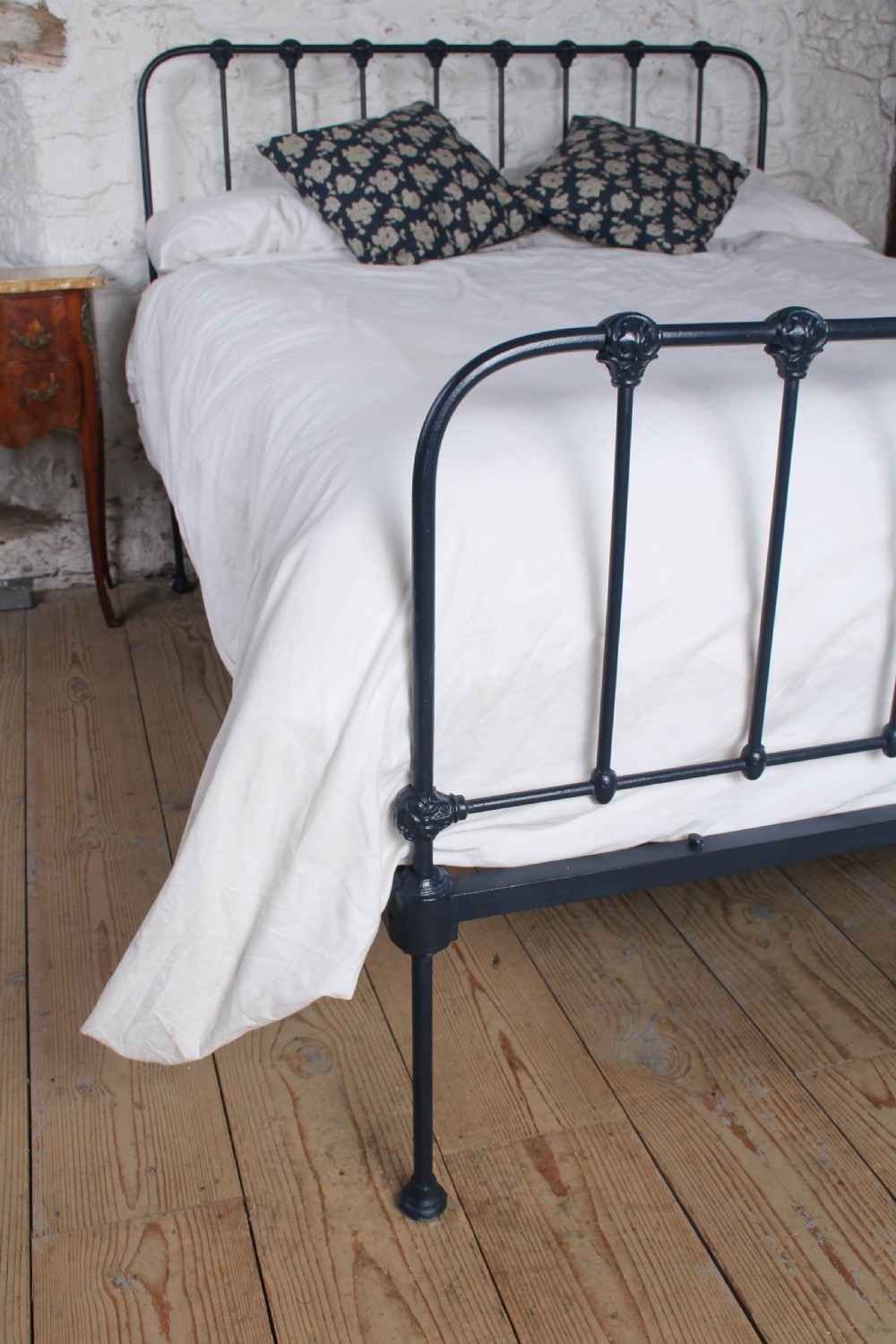 Rare and individual simple all iron king size bed with very unique decorative detail View V