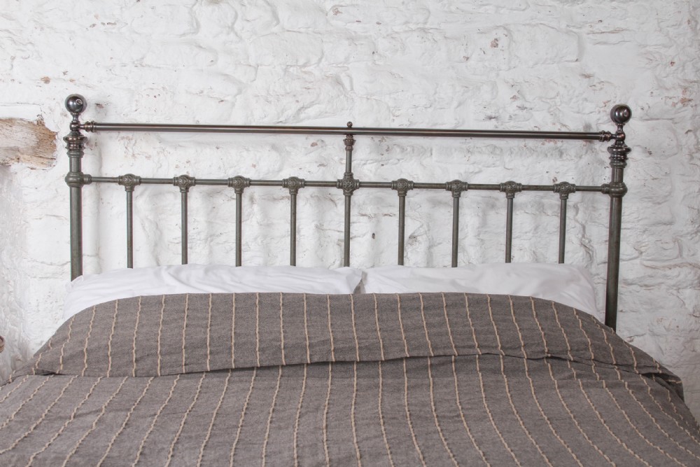 Classically Handsome Victorian King Size Brass and Iron Bed.  View IV