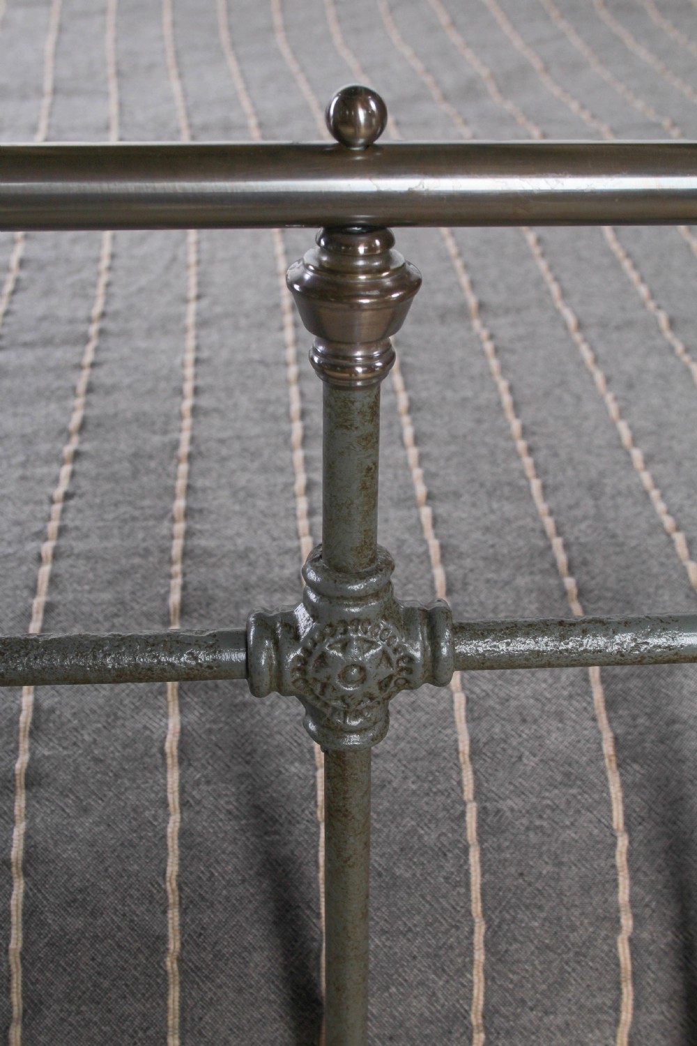 Classically Handsome Victorian King Size Brass and Iron Bed.  View V