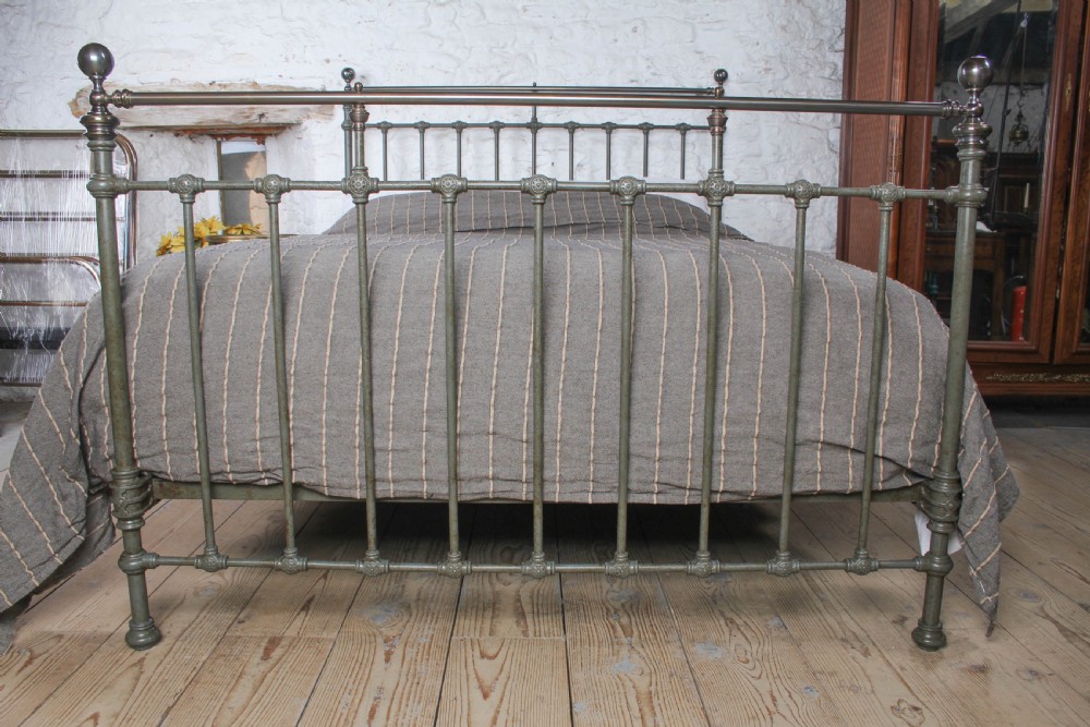 Classically Handsome Victorian King Size Brass and Iron Bed.  View VI