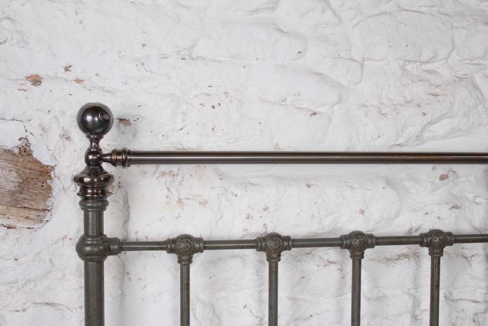 Classically Handsome Victorian King Size Brass and Iron Bed.  View VIII