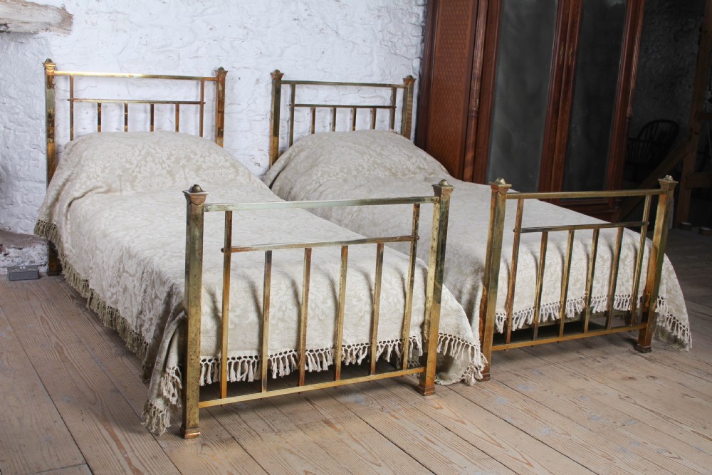 Gorgeous Pair of Square Tube All Brass Single Beds (Can be Joined)  View VI
