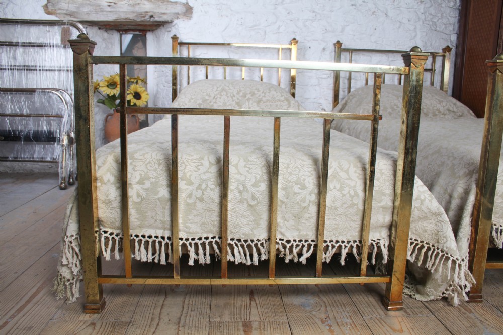 Gorgeous Pair of Square Tube All Brass Single Beds (Can be Joined)  View X