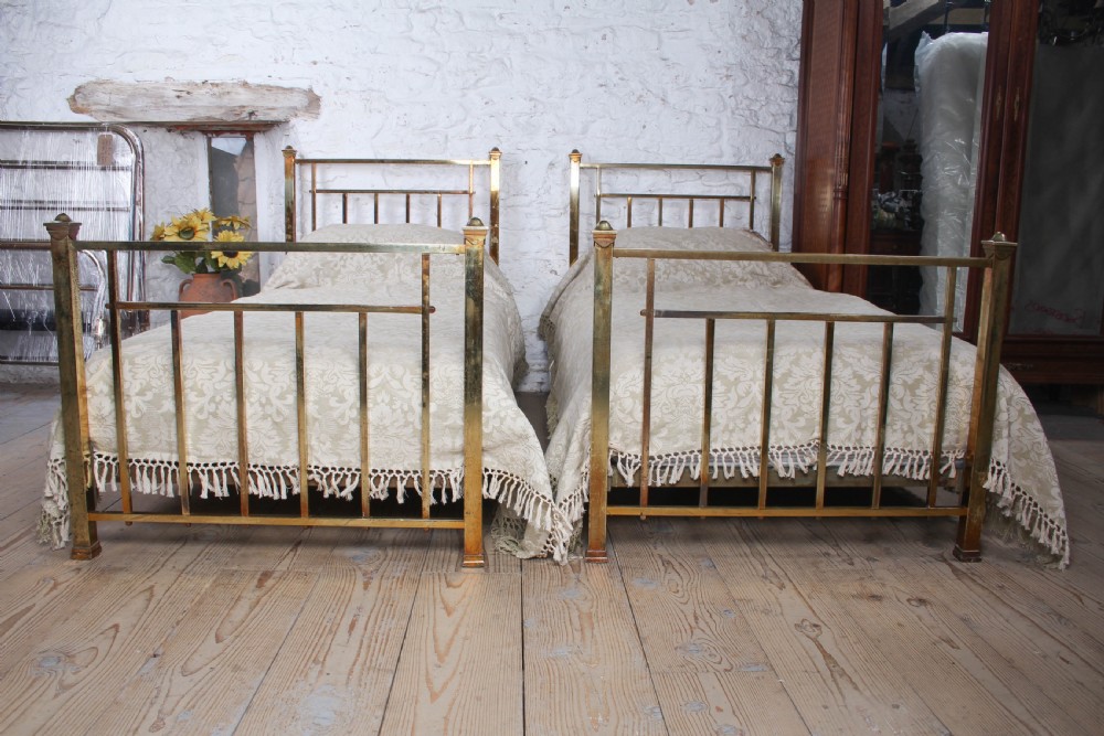 Gorgeous Pair of Square Tube All Brass Single Beds (Can be Joined)  View XII