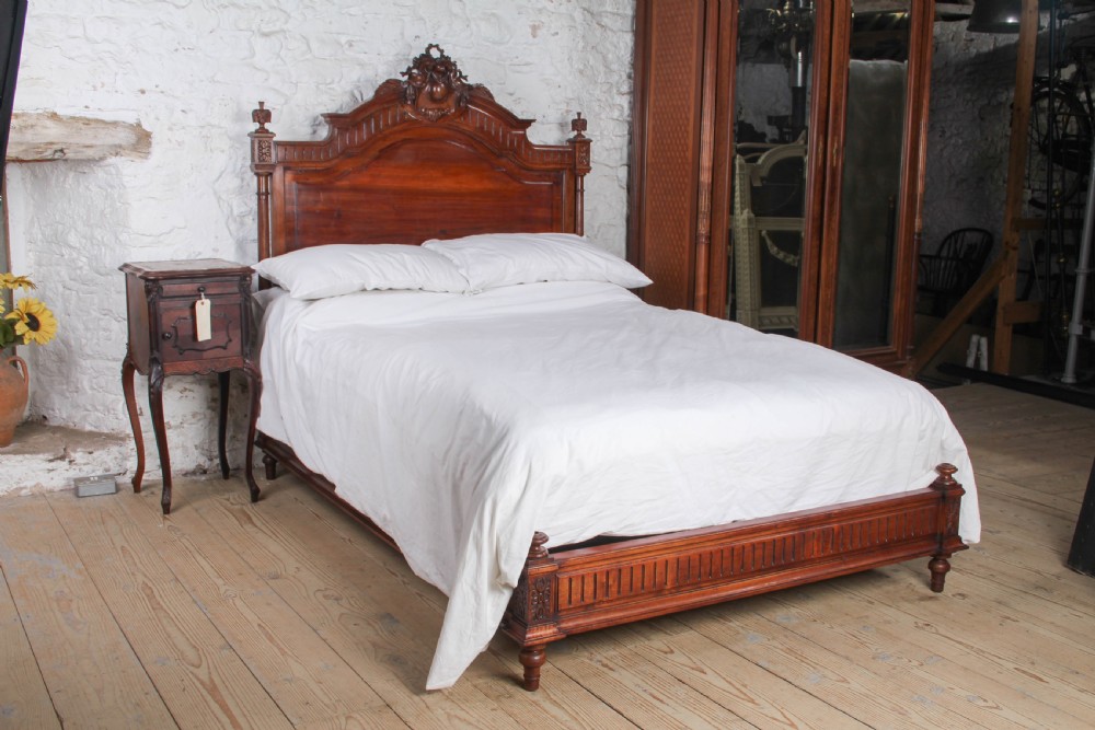 Very Handsome Walnut Louis XIV Style Low End Double Bed