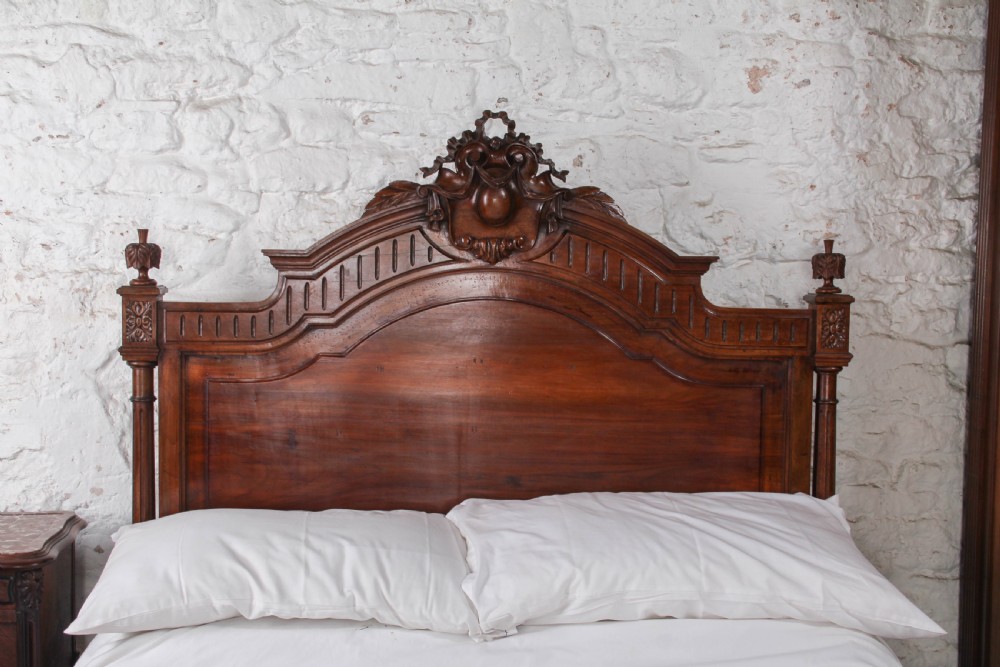 Very Handsome Walnut Louis XIV Style Low End Double Bed View III