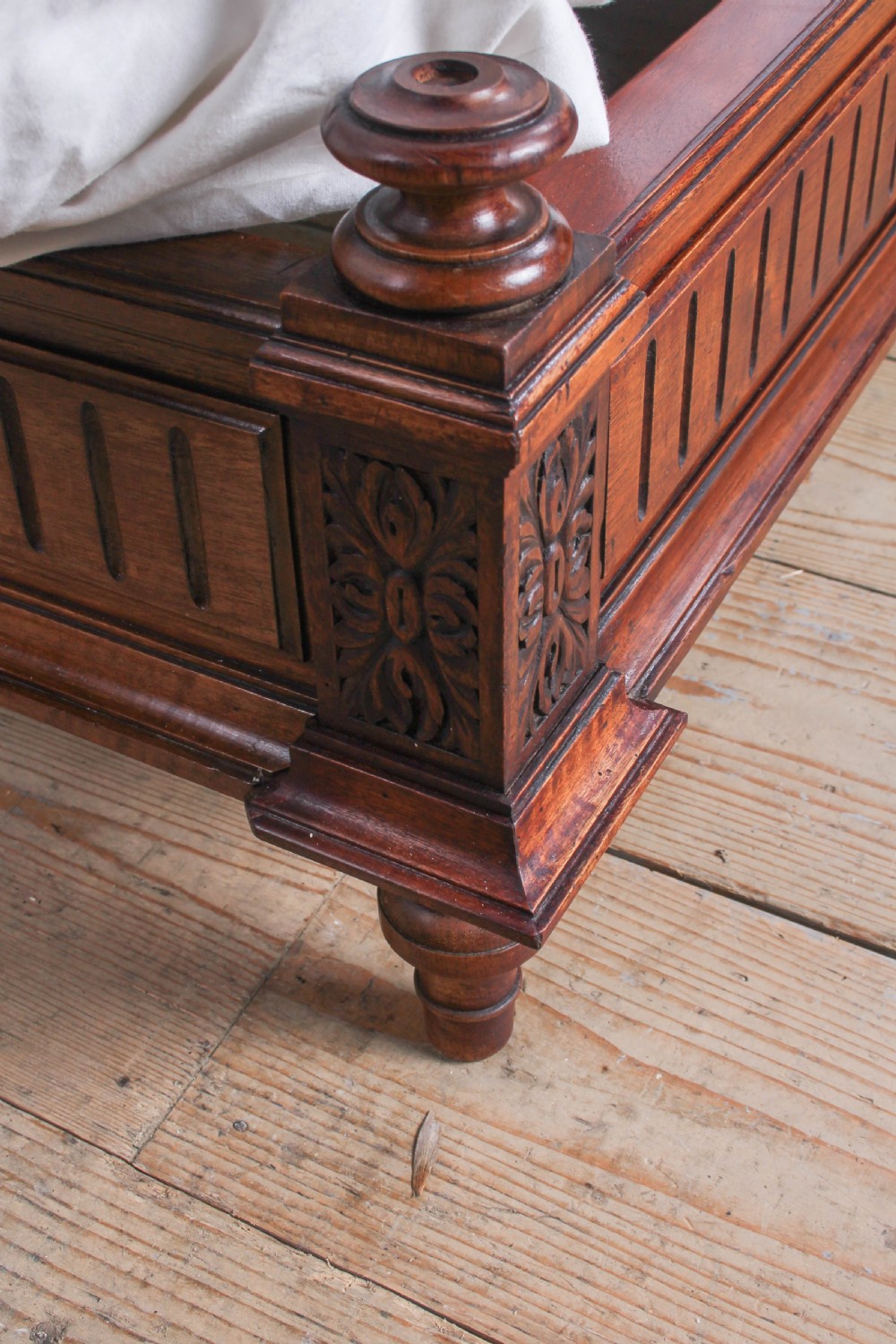 Very Handsome Walnut Louis XIV Style Low End Double Bed View IV